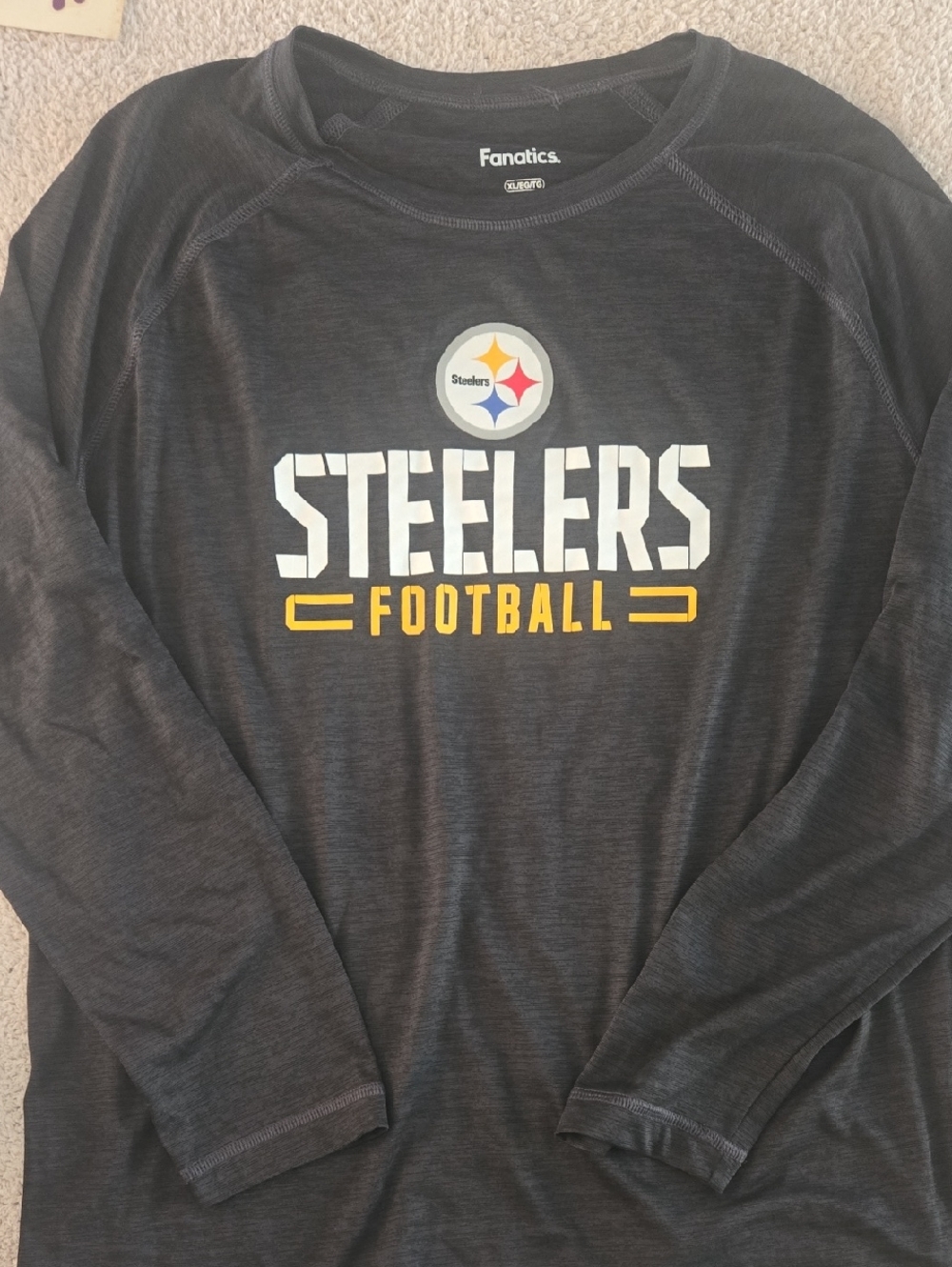 Fanatics Pittsburgh Steelers Gray Long Sleeve Football Tee Brand New